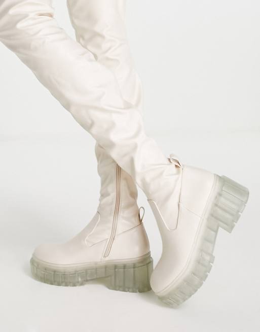 Clear hot sale white boots