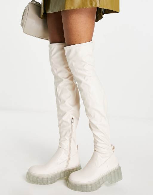 Clear hot sale white boots