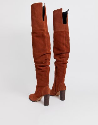 thigh high boots tan suede