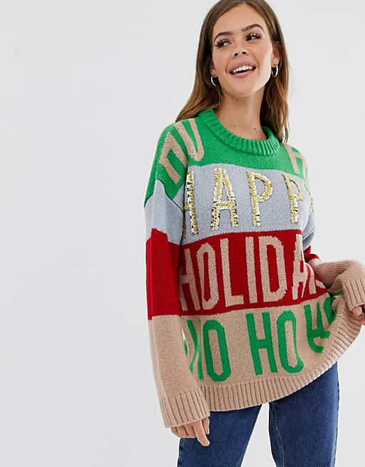 ASOS DESIGN - Kerstmis - Oversized jumper met versiering