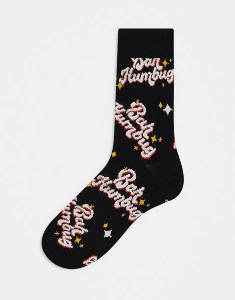 ASOS DESIGN - Kerstmis - Sokken met 'bah humbug' slogan in zwart - view 1