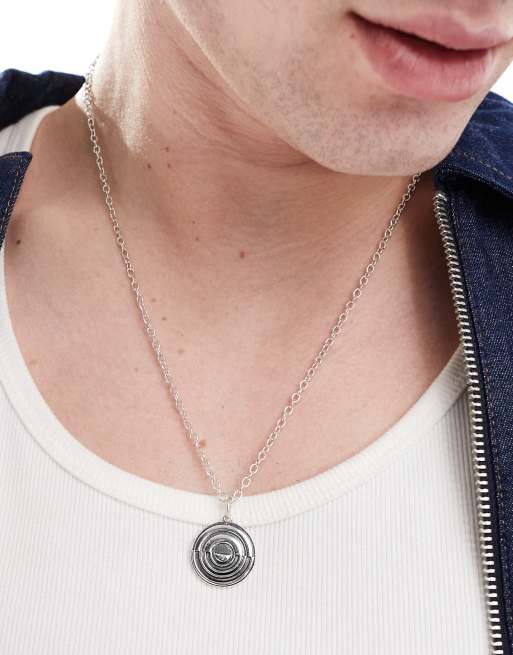 ASOS DESIGN - Ketting met cirkelvormig hangertje in zilverkleur, 3 van 3
