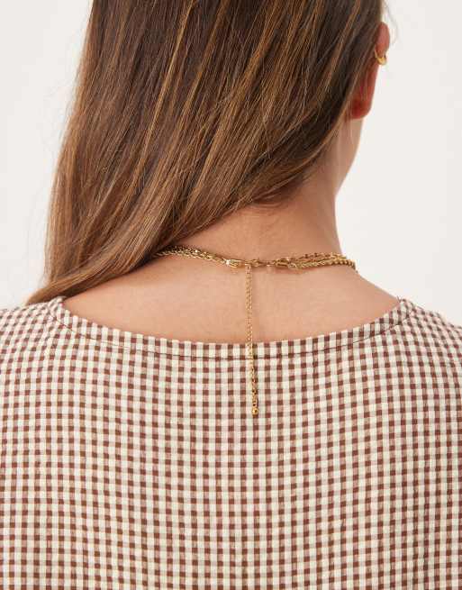 ASOS DESIGN - Ketting met drie rijen van waterbestendig roestvrij staal in goud, 3 van 3