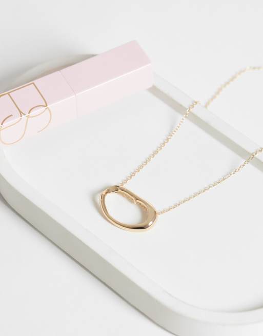 ASOS DESIGN - Ketting met effen abstract rond hangertje in goudkleur, 2 van 4