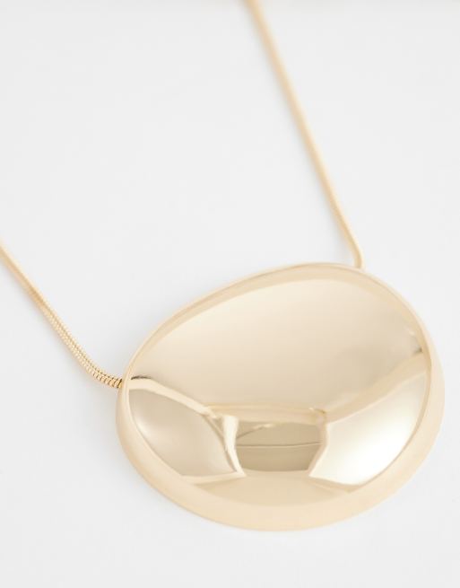 ASOS DESIGN - Ketting met effen rond hangertje in goudkleur, 3 van 4