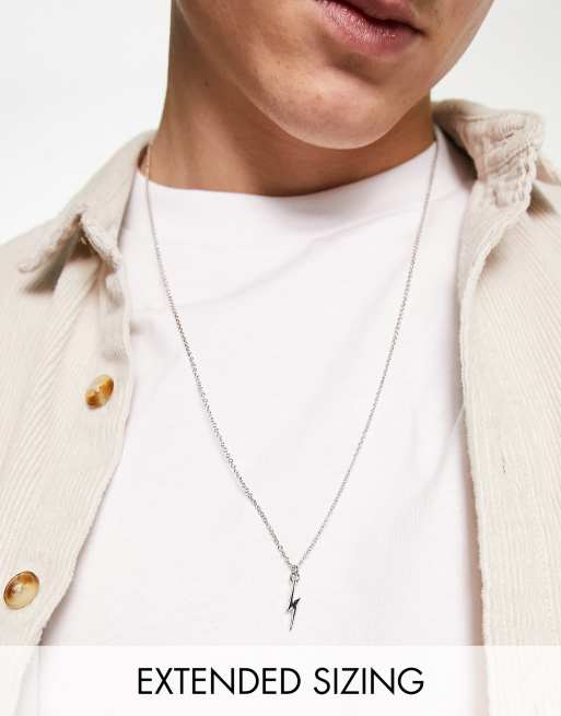 ASOS DESIGN - Ketting met fijne bliksemschicht in zilver