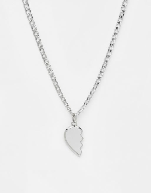 ASOS DESIGN - Ketting met gebroken-hart-hangertje in zilverkleur
