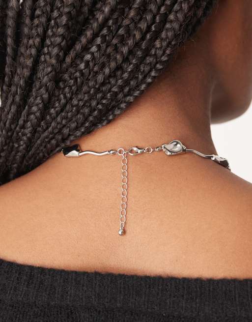 ASOS DESIGN - Ketting met gesmolten detail in zilverkleur, 2 van 3