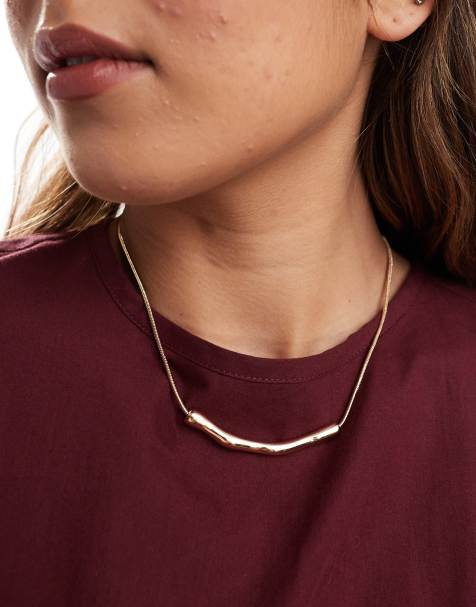 ASOS DESIGN - Ketting met gesmolten hangertje in goudkleur - view 1