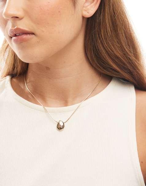 ASOS DESIGN - Ketting met gesmolten kiezelhangertje in goudkleur - view 1