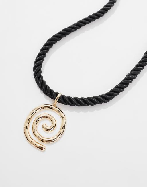 ASOS DESIGN - Ketting met grof touw en wervelhangertje in goudkleur, 2 van 4