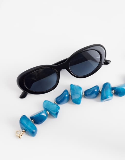 ASOS DESIGN - Ketting met grove imitatiehalfedelstenen in blauw, 2 van 4