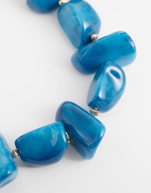 ASOS DESIGN - Ketting met grove imitatiehalfedelstenen in blauw, 3 van 4