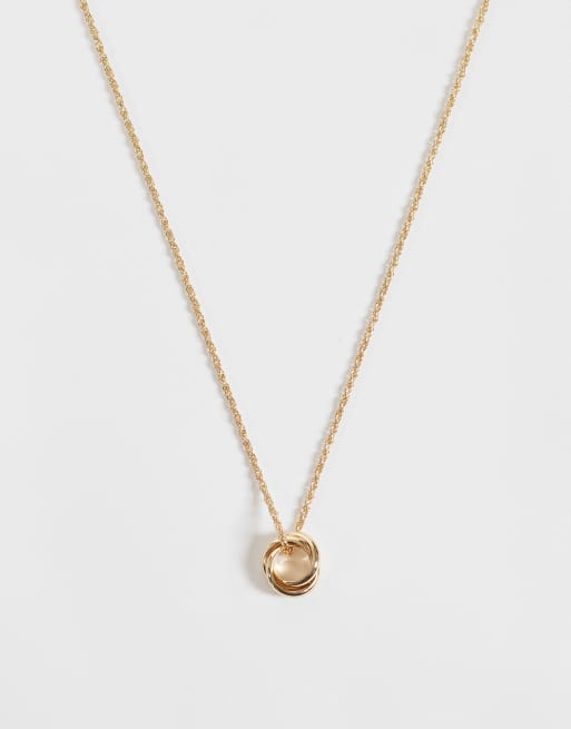 ASOS DESIGN ketting met hanger met knoopdetail in goudkleur, 3 van 6