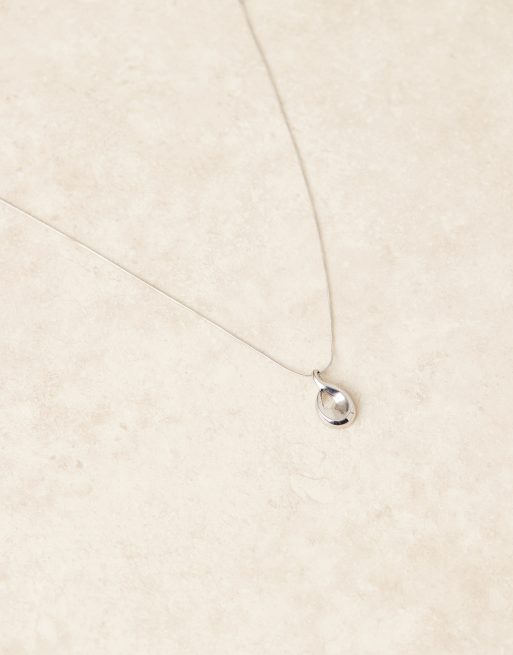 ASOS DESIGN - Ketting met hangertje met gesmolten druppel in zilverkleur, 2 van 3