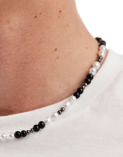 ASOS DESIGN - Ketting met imitatieparels en zwarte kralen in multi , 2 van 4