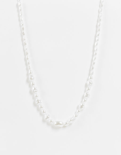 ASOS DESIGN - Ketting met imitatieparels in goudkleur