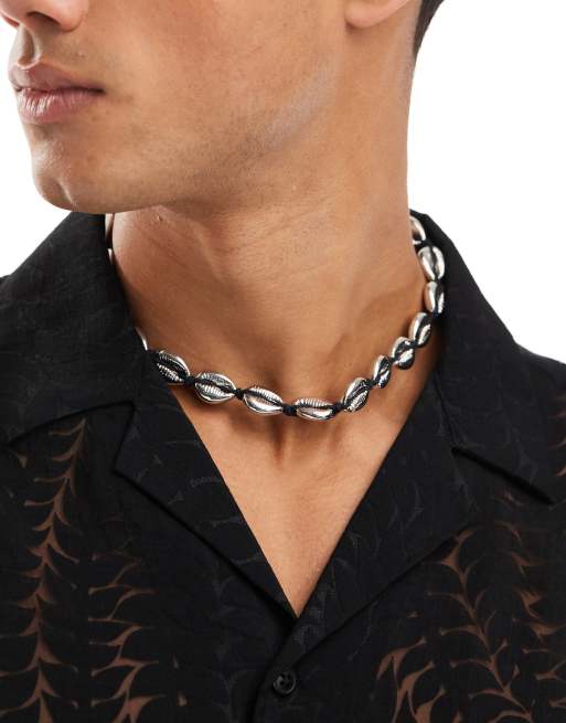 ASOS DESIGN - Ketting met imitiatieschelpen in zilver 