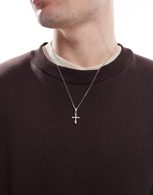 ASOS DESIGN - Ketting met kruishangertje in zilverkleur