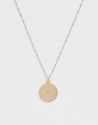 ASOS DESIGN  Guldfärgat halsband med mynthängsmycke Guld