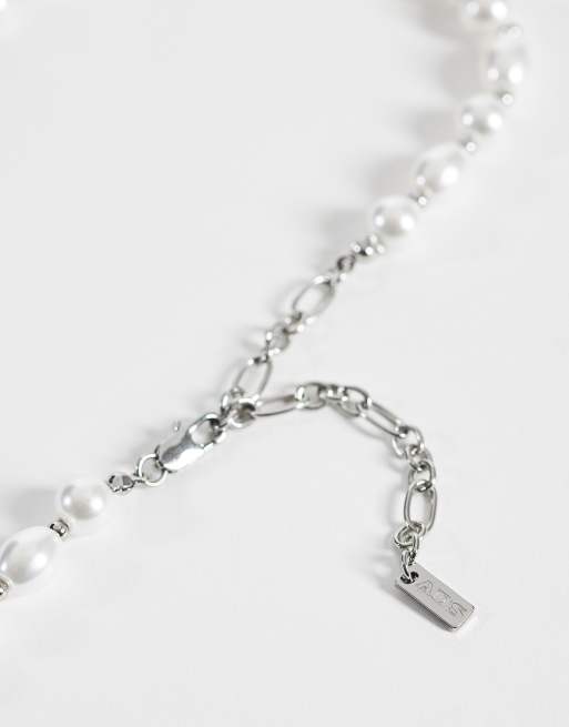 ASOS DESIGN - Ketting met parels en kralen in wit en zilver, 3 van 4