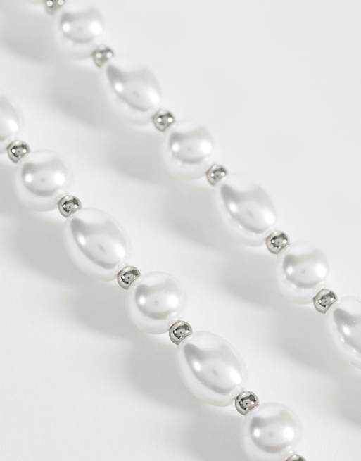ASOS DESIGN - Ketting met parels en kralen in wit en zilver, 4 van 4