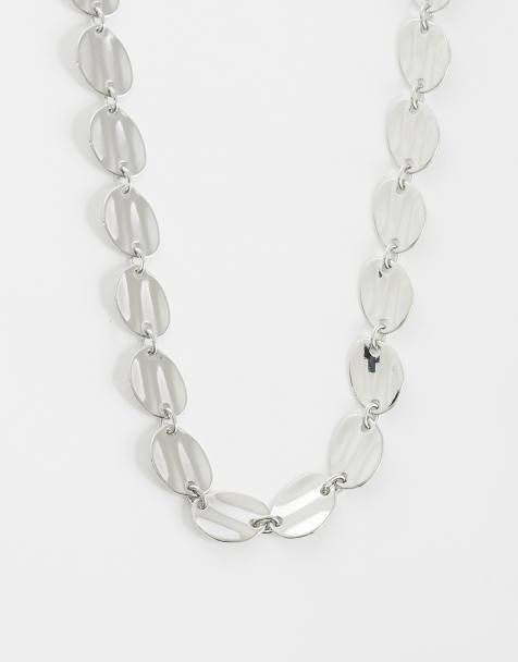ASOS DESIGN ketting met schijfdesign in zilverkleur - view 1