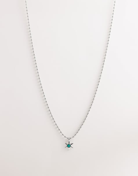 ASOS DESIGN - Ketting met stervormig hangertje met stemmingssteentje in zilver - view 1