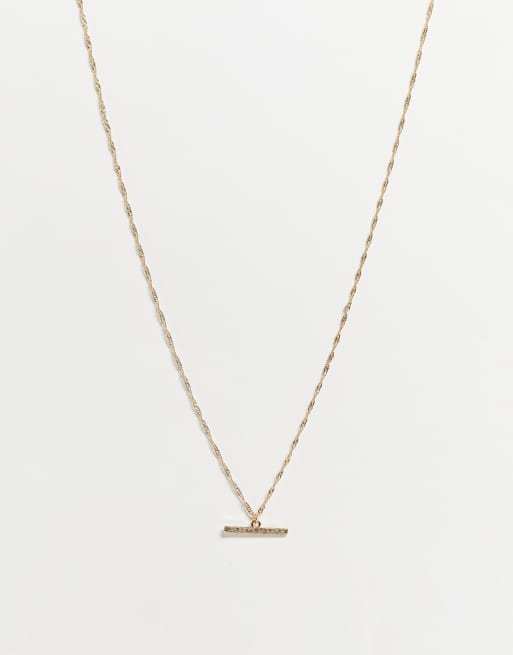 ASOS DESIGN - Ketting met T-staafhangertje in goudkleur