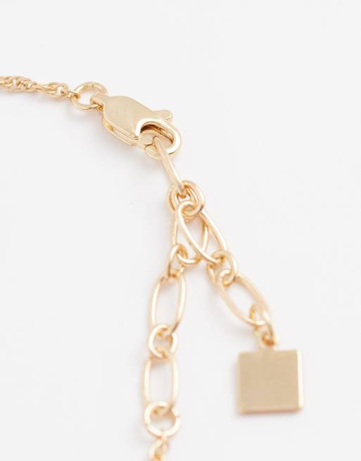 ASOS DESIGN - Ketting met tijgeroog hangertje van halfedelsteen in goudkleur, 4 van 4