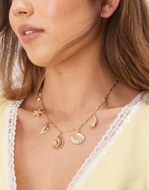 ASOS DESIGN - Ketting met zeehangertjes in goudkleur - view 1