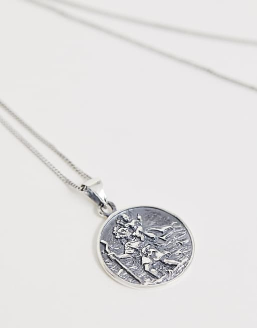 ASOS DESIGN - Ketting van sterling zilver met St. Christopher-hanger in zilver, 2 van 4