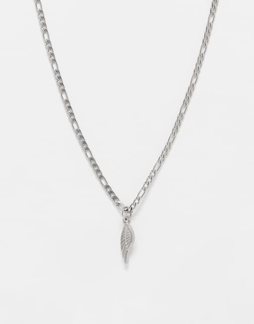 ASOS DESIGN - Ketting van waterbestendig roestvrij staal met mini hangertje van engelenvleugel in zilver