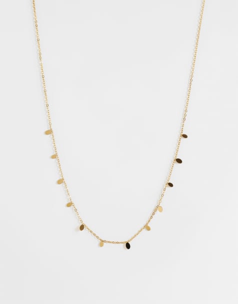 ASOS DESIGN - Ketting van waterbestendig roestvrij staal met mini-schijfhangertjes in goudkleur - view 1