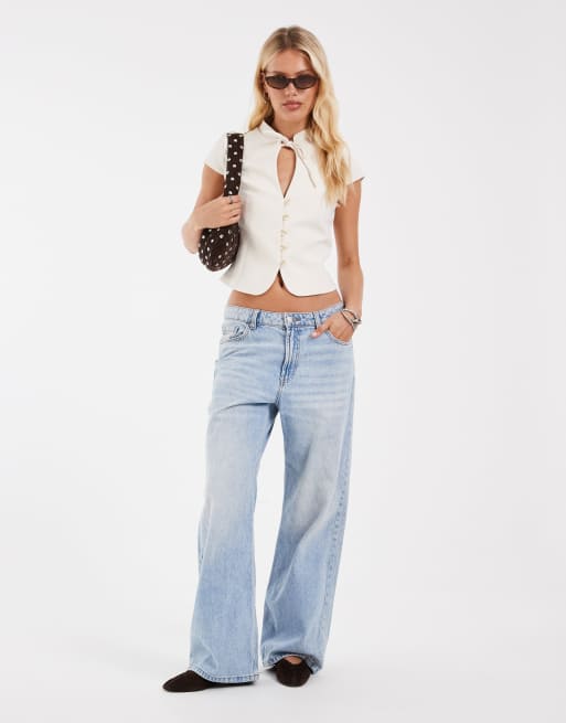 ASOS DESIGN key hole mandarin collar tailored top, 2 of 4