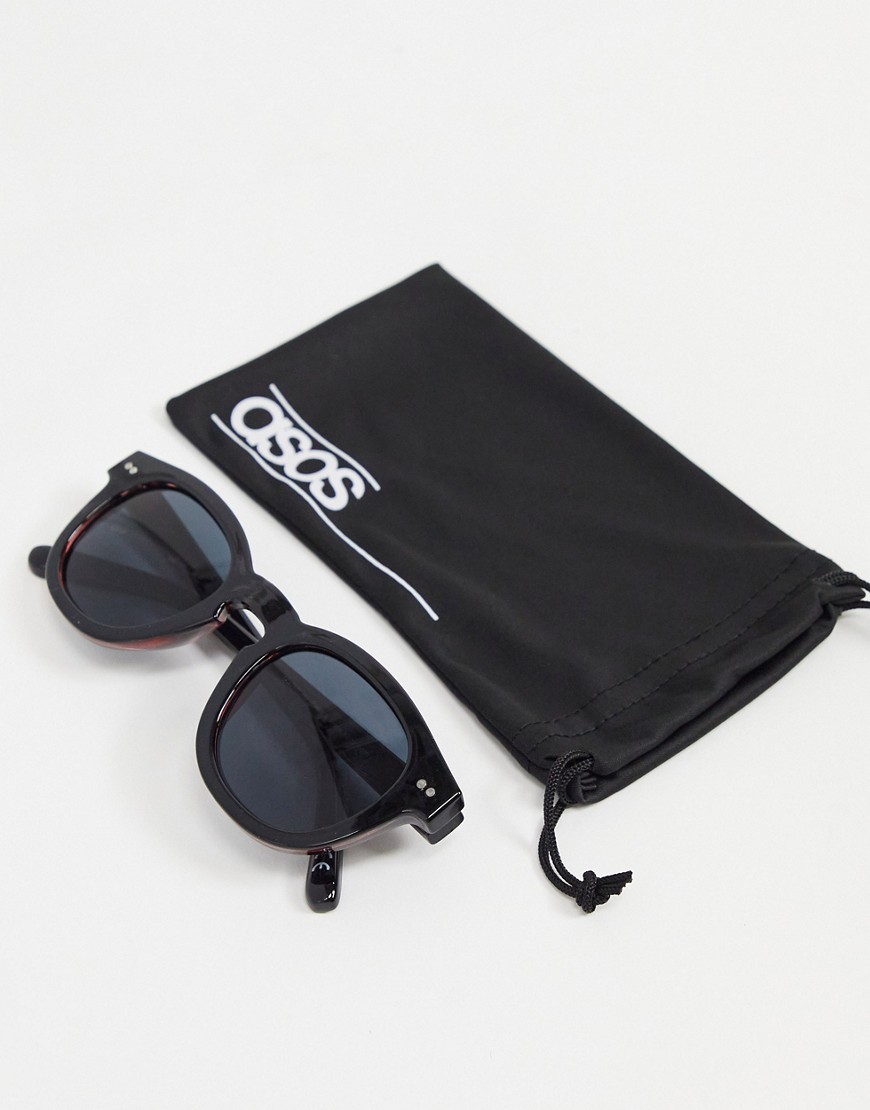 ASOS DESIGN keyhole round sunglasses in shiny black