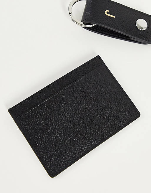 Accessories Wallets/keyring and card holder set in leather with J initial 