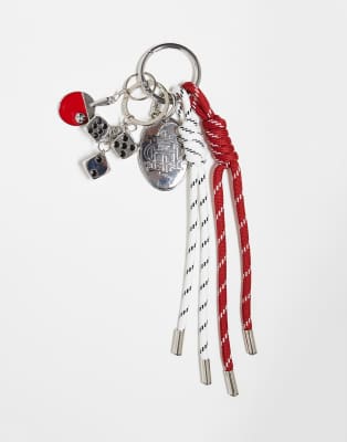 ASOS DESIGN ASOS DESIGN keyring bag charm in red cord with table tennis charm in multi