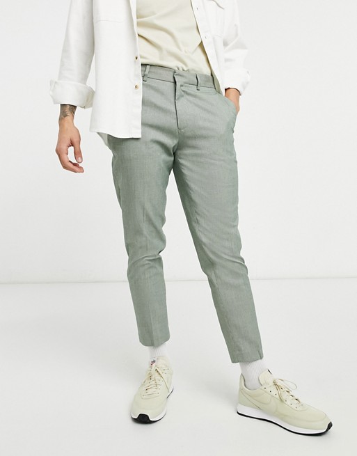 ASOS DESIGN khaki micro check skinny smart trouser