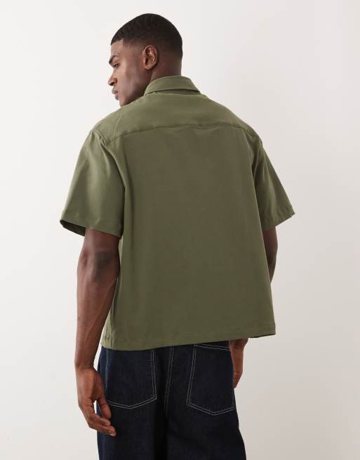 ASOS DESIGN - Khaki oversized skjorte med gennemgående lynlås, 3 af 5