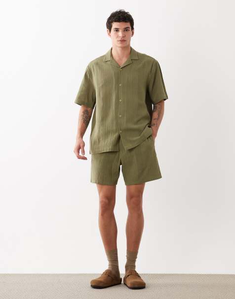 ASOS DESIGN - Khaki sæt med striber i jacquard - view 1
