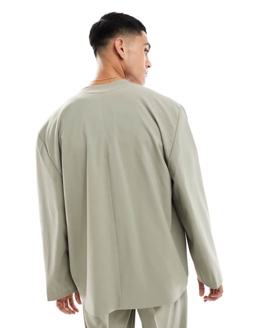 ASOS DESIGN – Khakifärgad finkimono med långa ärmar, del av set, 4 av 5