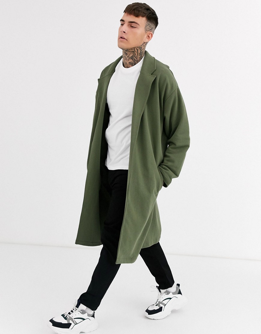 ASOS DESIGN – Khakifärgad jacka i jersey med oversize-passform-Grön