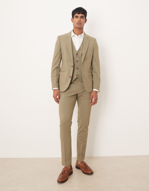 ASOS DESIGN – Khakifärgad kostymjacka med extra smal passform, 2 av 5