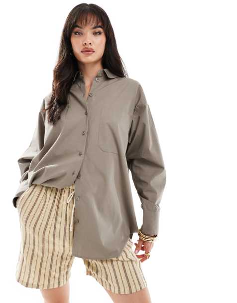ASOS DESIGN – Khakifärgad skjorta i oversize - view 1