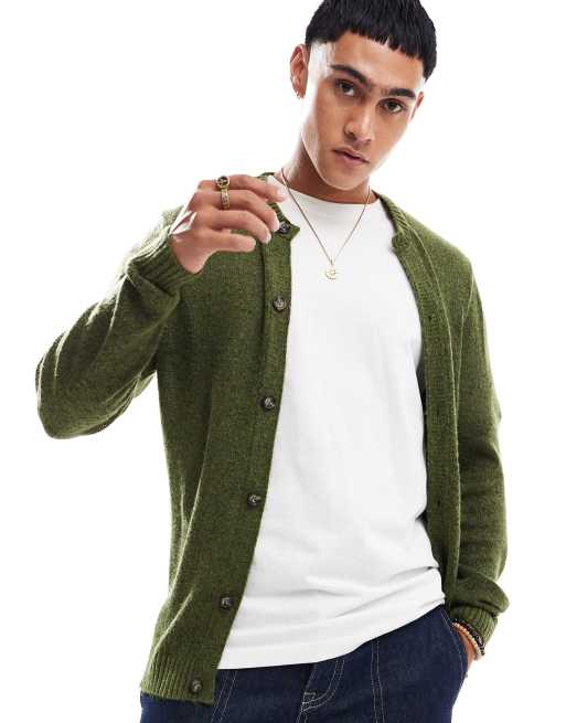 ASOS DESIGN – Khakifärgad stickad kofta