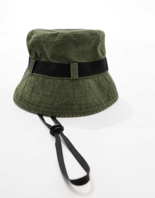 ASOS DESIGN – Khakifärgad, tvättad solhatt med kontrastfärgat band, 2 av 4