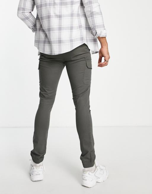 ASOS DESIGN – Khakifärgade cargobyxor med supersmal passform och tejpade detaljer, 2 av 4