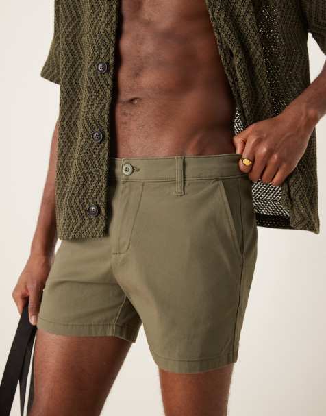 ASOS DESIGN – Khakifärgade, kortare chinoshorts med smal passform - view 1