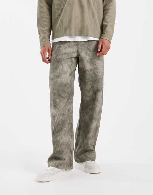 ASOS DESIGN – Khakifärgade, suddigt mönstrade, baggy byxor, 2 av 5